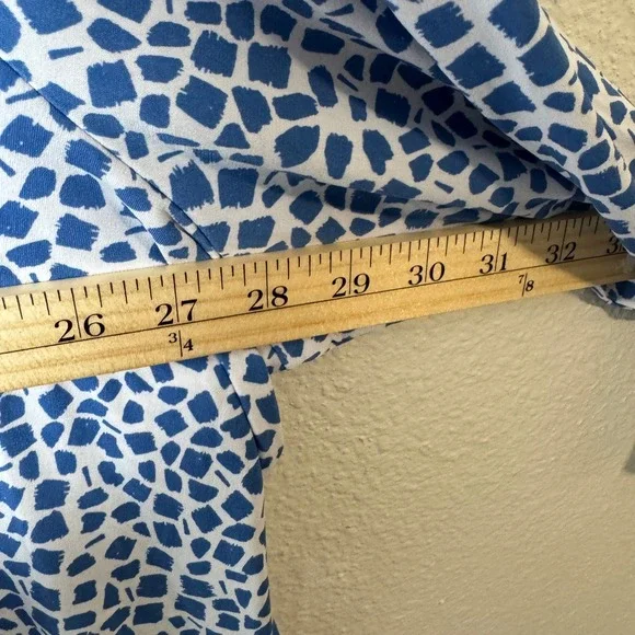 Susan Graver Blue White Abstract Mosaic Button Down Tunic Top Plus Size 3X - Picture 5 of 6